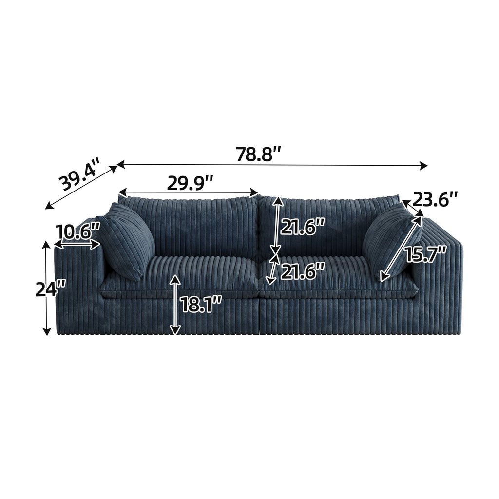 JIYI Cloud Sofa Bed Vacuum Compressed Sofa With Corduroy Fabric And Removable Cushion