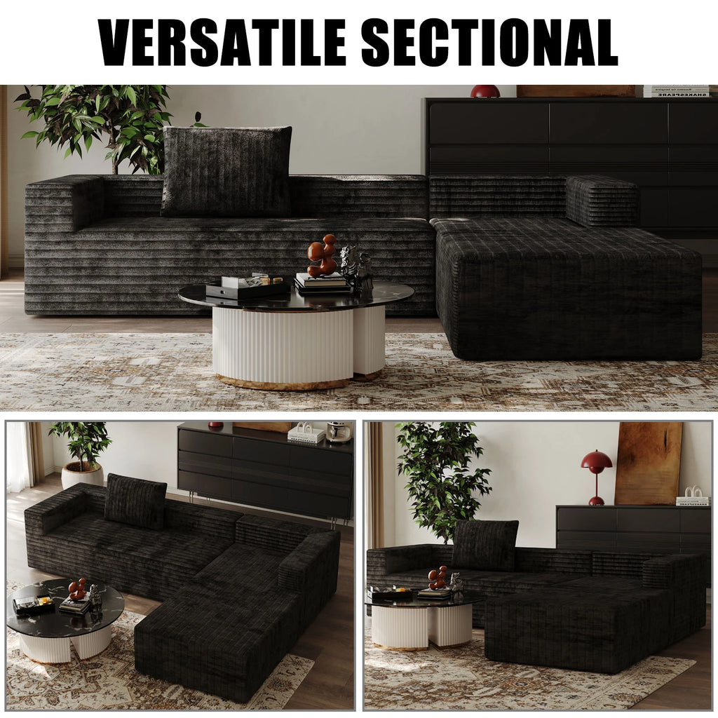 Compressed Sofa in a Box Vacuum Modular L Shape 3-seater  Living Room Furniture Sectional Sofa