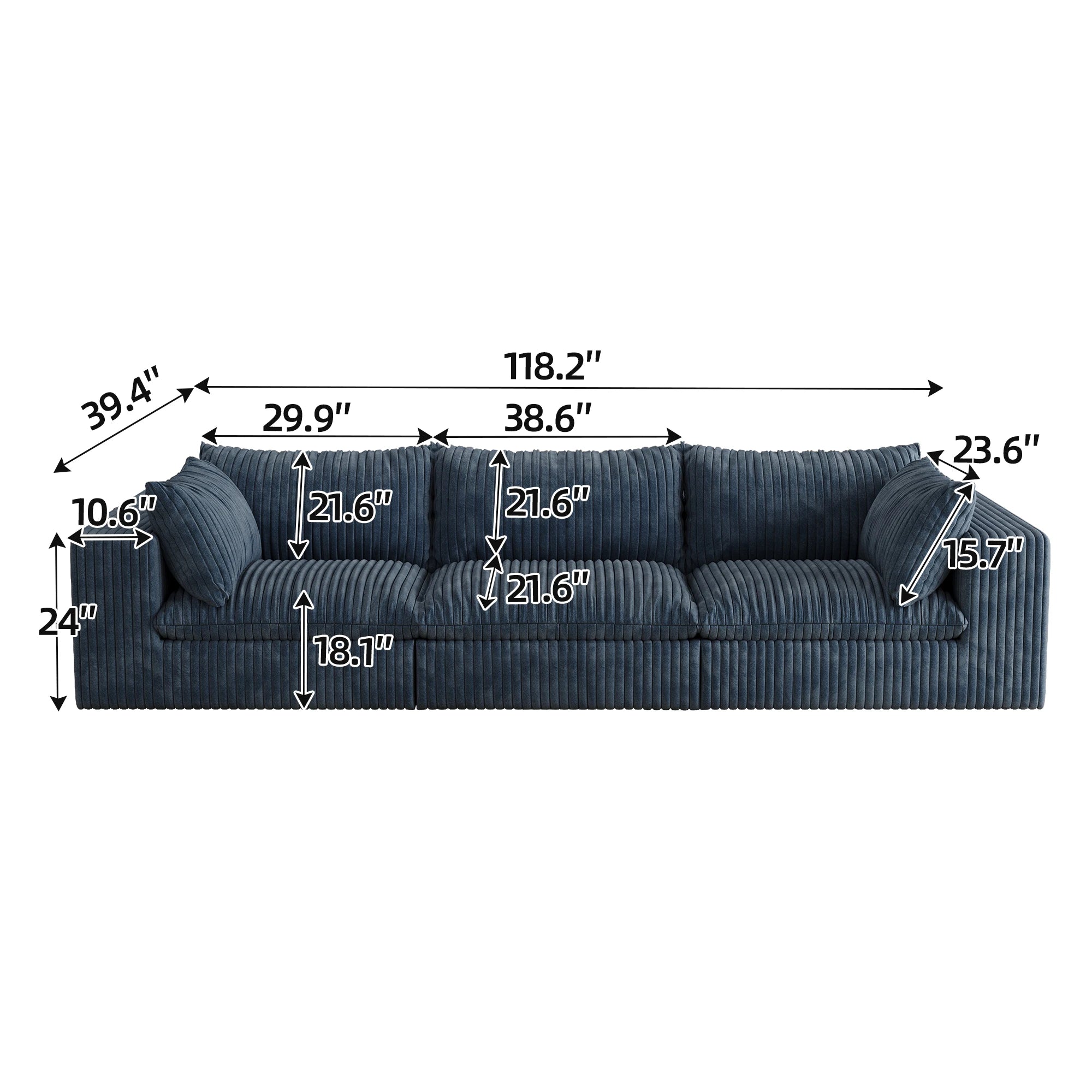 JIYI Cloud Sofa Bed Vacuum Compressed Sofa With Corduroy Fabric And Removable Cushion