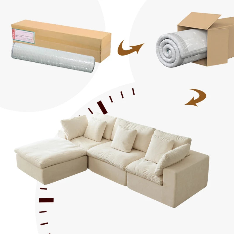 Design Modern Wholesale Fabric Compressed Sofa Sponge Corner L Shape Compressed Sofa Canape Vacuum Foam Package Compression Sofa