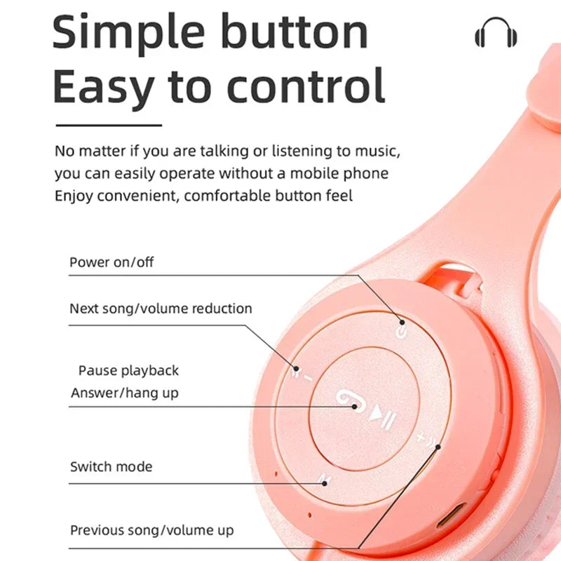 Bluetooth Headset 5.0 Bluetooth Headset Folding Wireless Sports Earphone Gaming Headsets Over-ear Headphones for Android ios